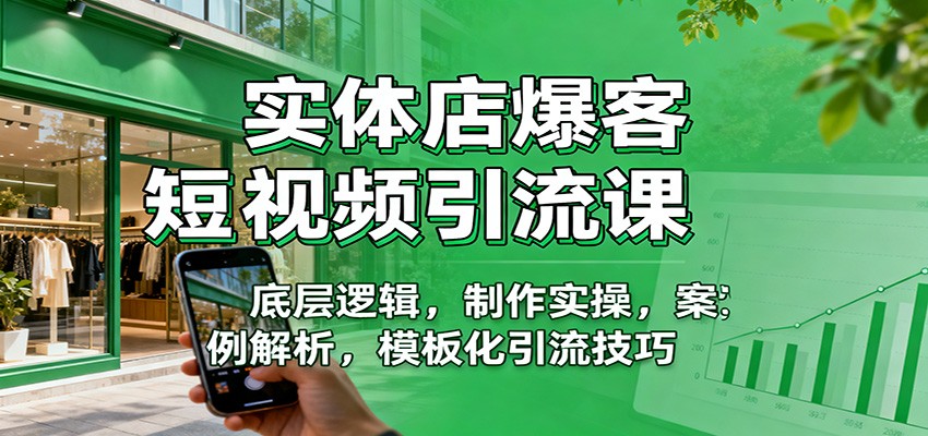 实体店爆客短视频引流课：底层逻辑，制作实操，案例解析，模板化引流技巧-摇钱树